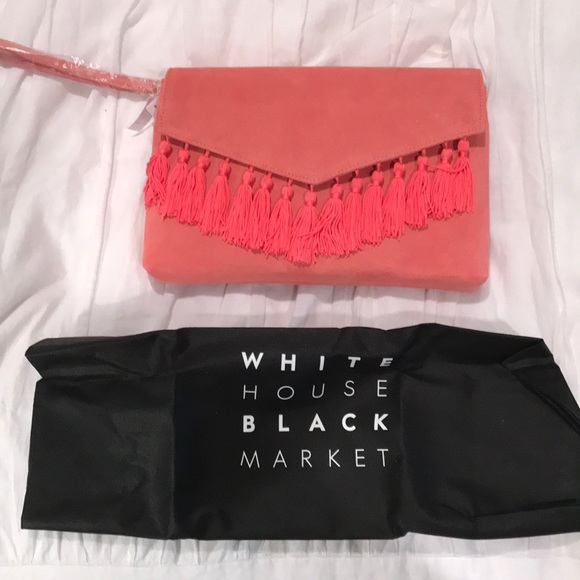 White House Black Market Handbags - New with tags suede clutch